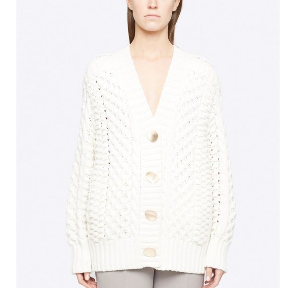3.1 Phillip Lim Sweaters - Phillip Lim Cable Knit Wool Shank Button Cardigan
